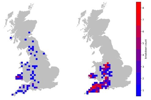 Figure 1. Spatial distribution of true positive bTB breakdown predictions.